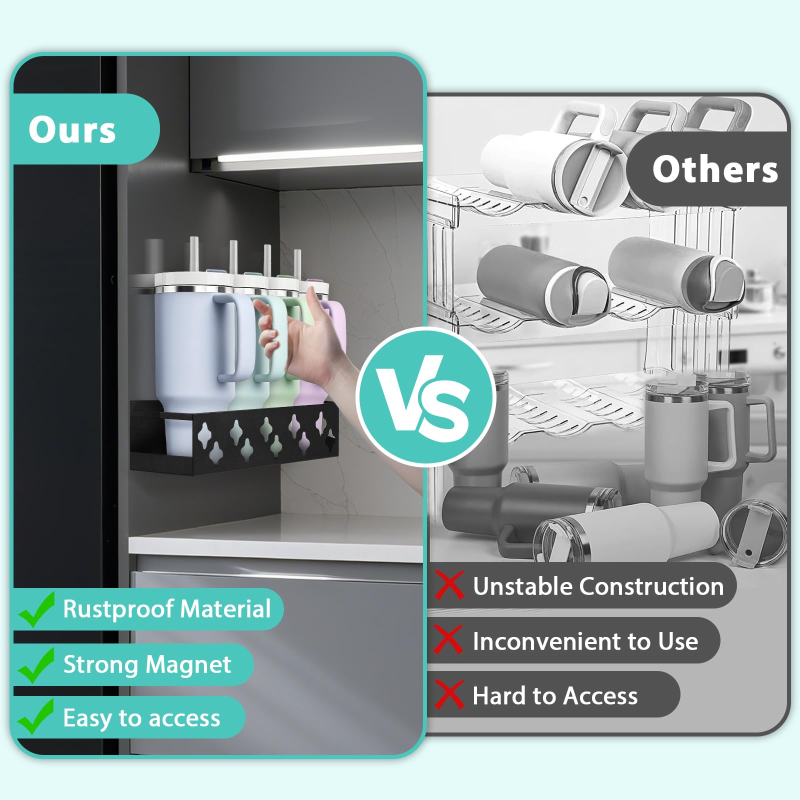Linidcoud two magnetic bottle organizers keep storage neat and accessible side by side.