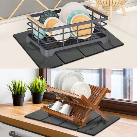 Linidcoud under-dish-rack mat helps keep sink area dry.