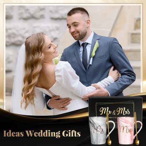 Linkax Mr & Mrs mugs pair ready for wedding morning rituals