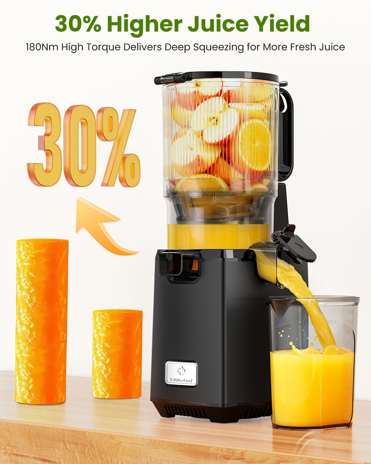 LINKChef BPA-free Tritan components ensure safe, pure-tasting juice
