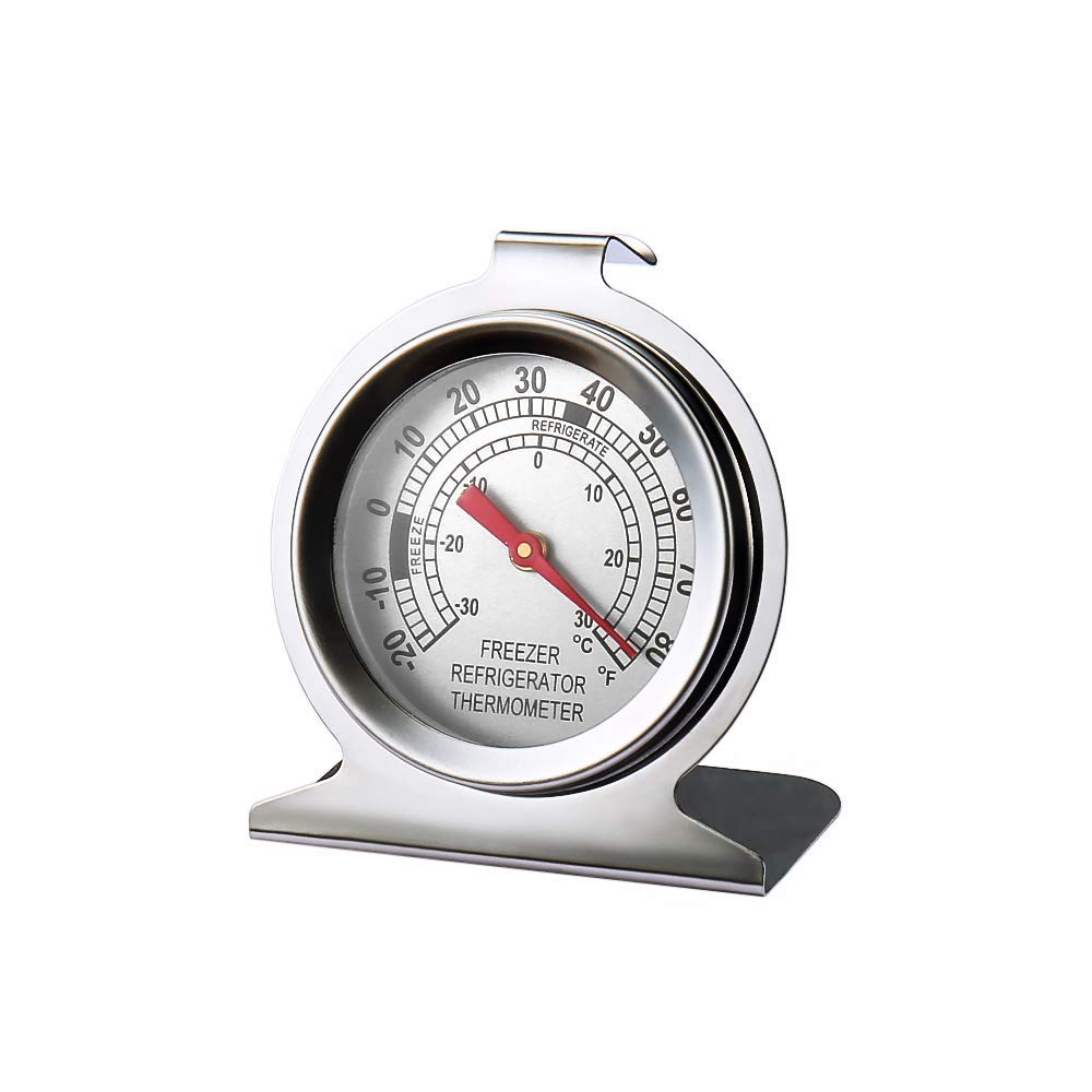 LinkDm stainless steel thermometer with clear divider for freezer temps.