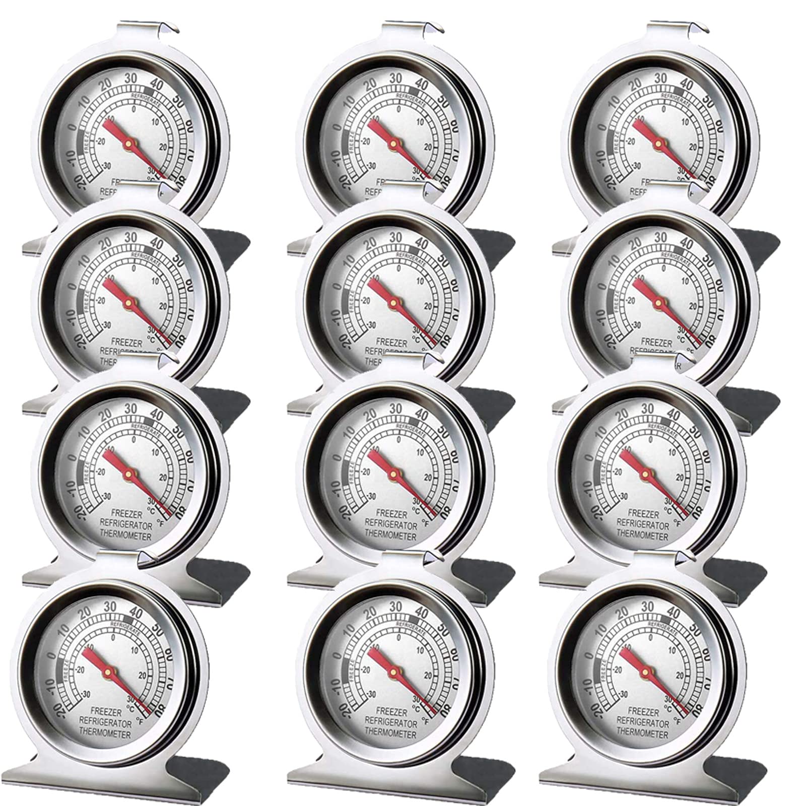 LinkDm stainless steel thermometer with large dial for fridge temperature checks.