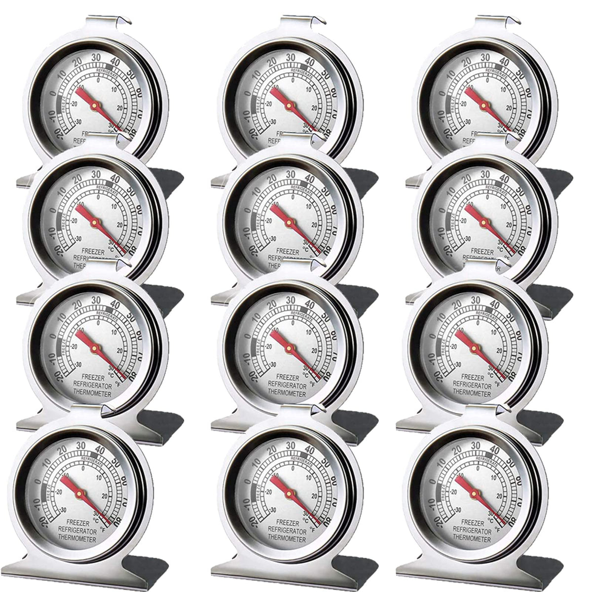 LinkDm stainless steel thermometer with large dial for fridge temperature checks.