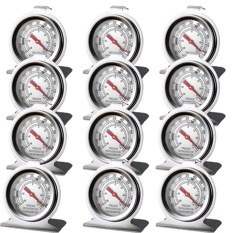 LinkDm stainless steel thermometer with large dial for fridge temperature checks.