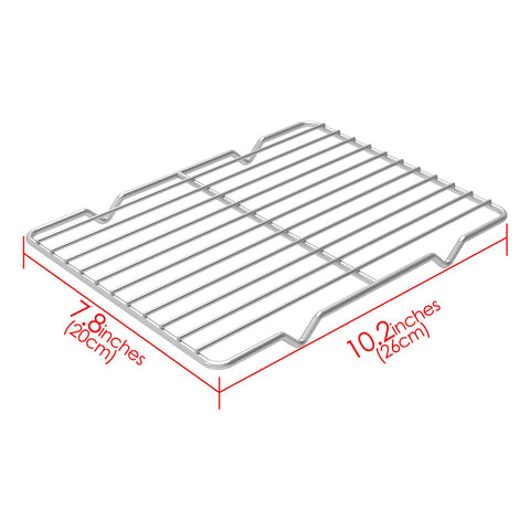 Linkidea stainless steel grid rack with rounded corners keeps pans steady while roasting.