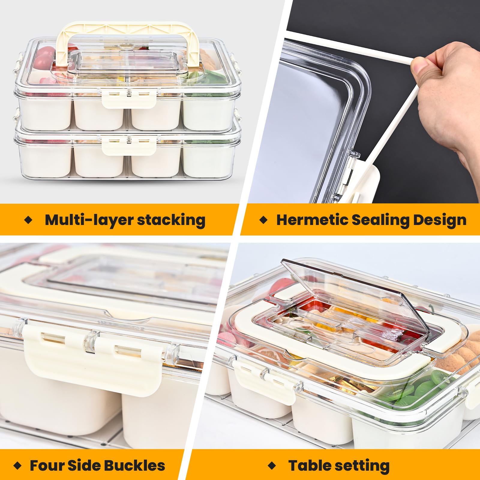 Linn'sCollection snack box container with cutlery storage neatly holds utensils.