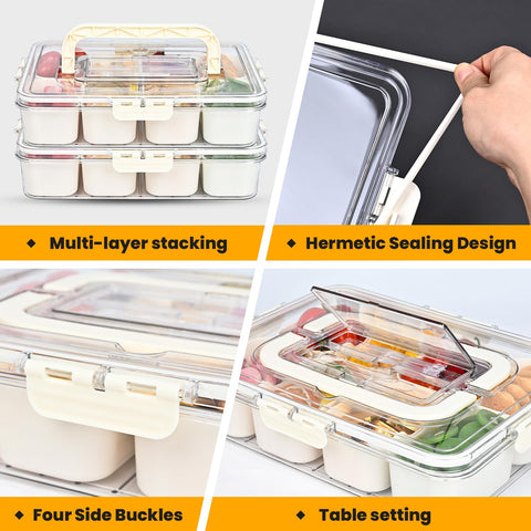 Linn'sCollection snack box container with cutlery storage neatly holds utensils.