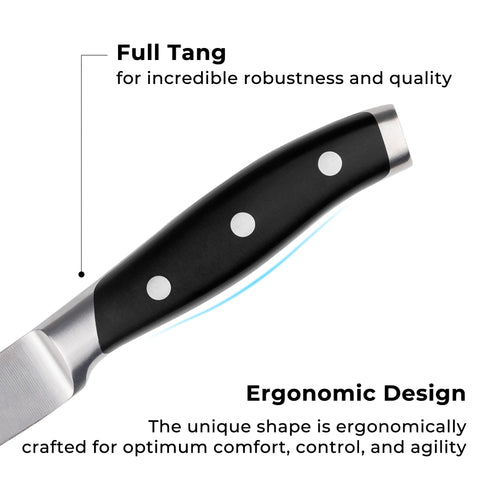 Linoroso Classic paring knife edge polish enabling delicate slicing and garnishing.