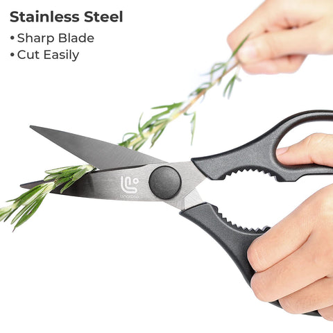 Linoroso kitchen shears Japanese steel 4034 for durable cutting.