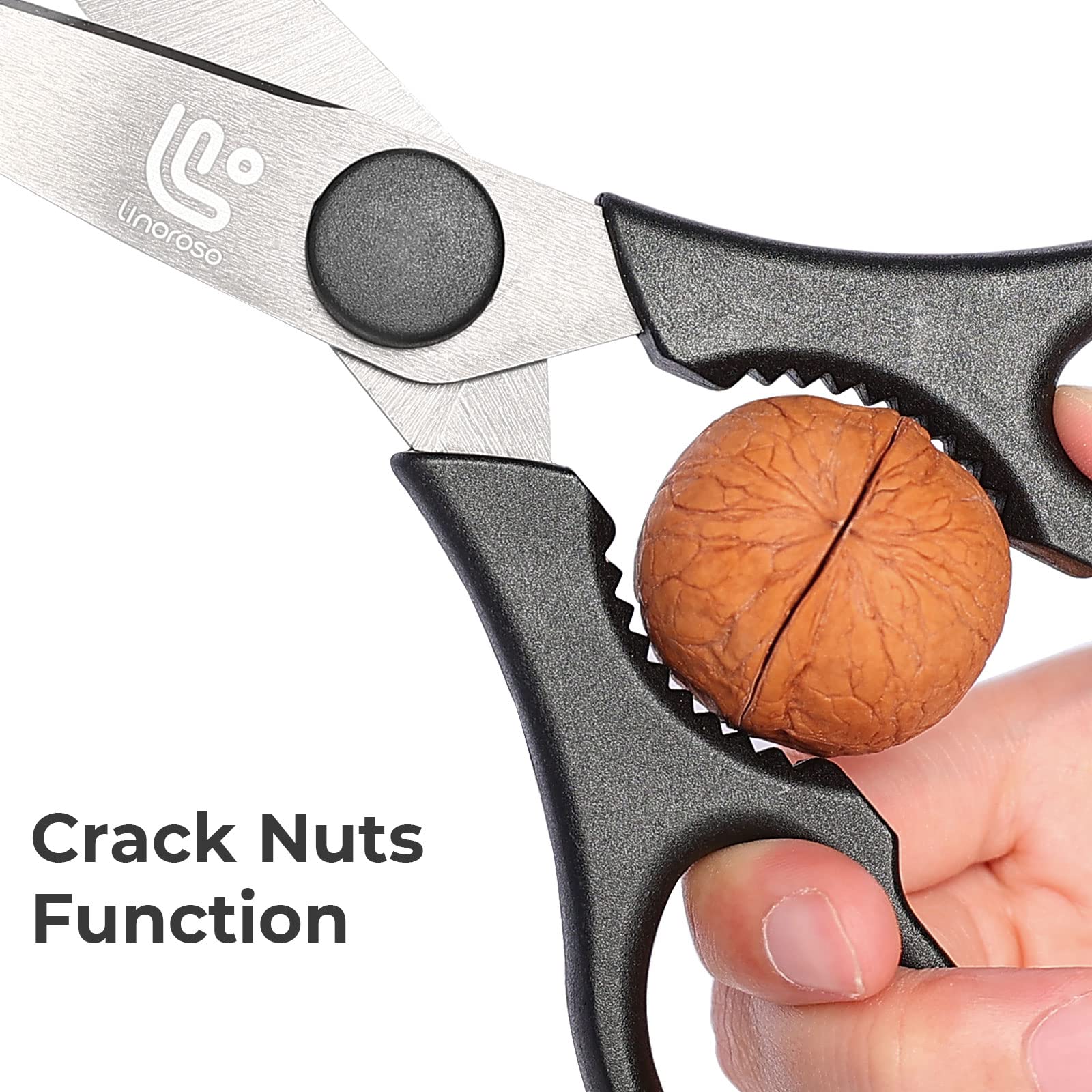 Linoroso kitchen shears rust resistant for long-lasting use.