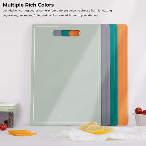 Linoroso space-saving cutting board stored flat in a drawer for small kitchens.