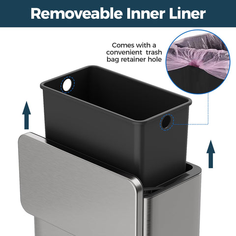 LINSSEN trash can offers flip-up and slide lid options.