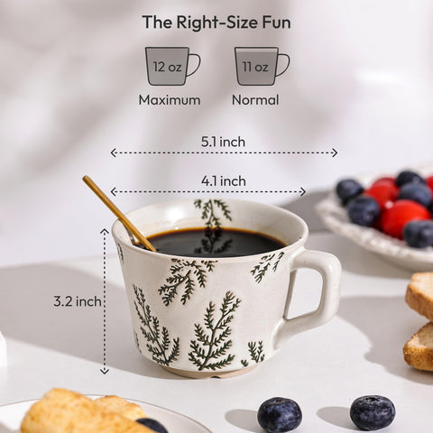 LINVIA stoneware mug close-up glaze highlighting durable, easy-care dinnerware.