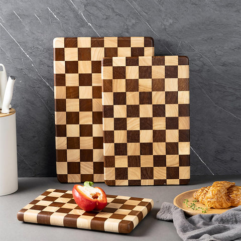 Linwnil acacia-rubber wood board, dual surfaces for cutting and serving.