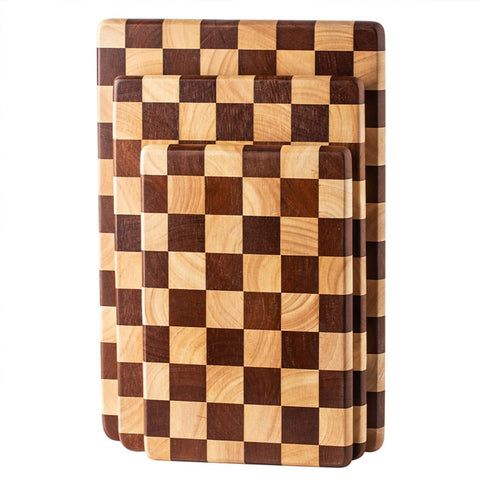 Linwnil checkerboard end grain design adds natural kitchen beauty.