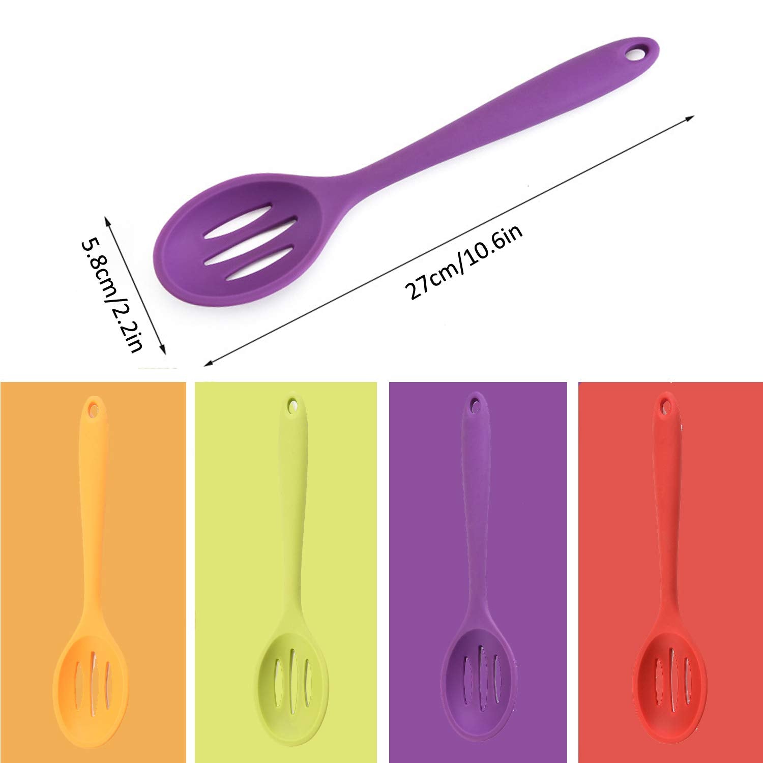 Linwnil silicone slotted spoons colorful set to organize kitchen tasks.