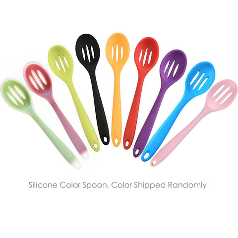 Linwnil silicone slotted spoons with hole-end design for quick drying and hanging.