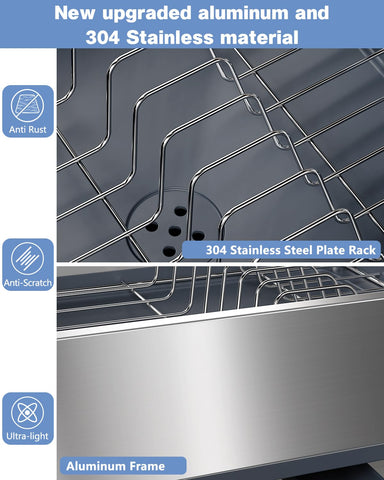 LIONONLY dish drying rack showcases stainless steel plate for a smooth, fast-drying surface.