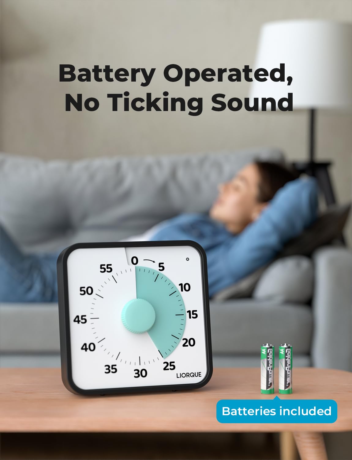 LIORQUE battery-powered timer delivers silent countdown without ticking