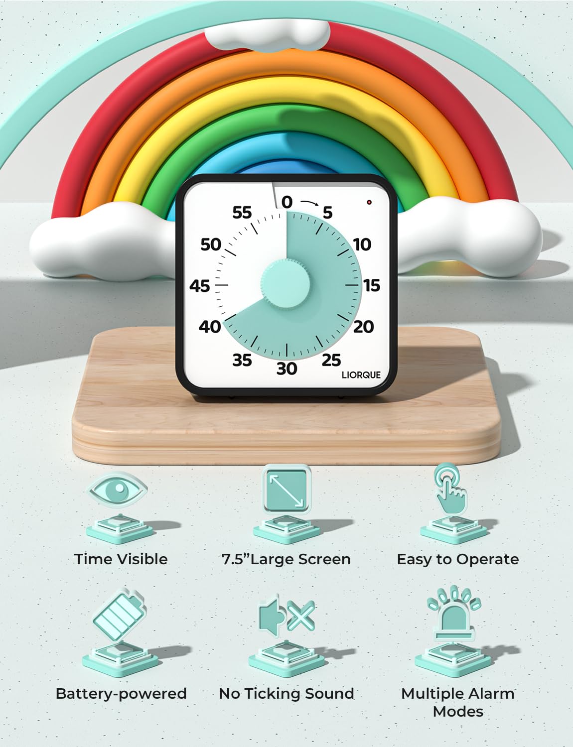 LIORQUE timer with magnetic back mounted on fridge for quick reminders