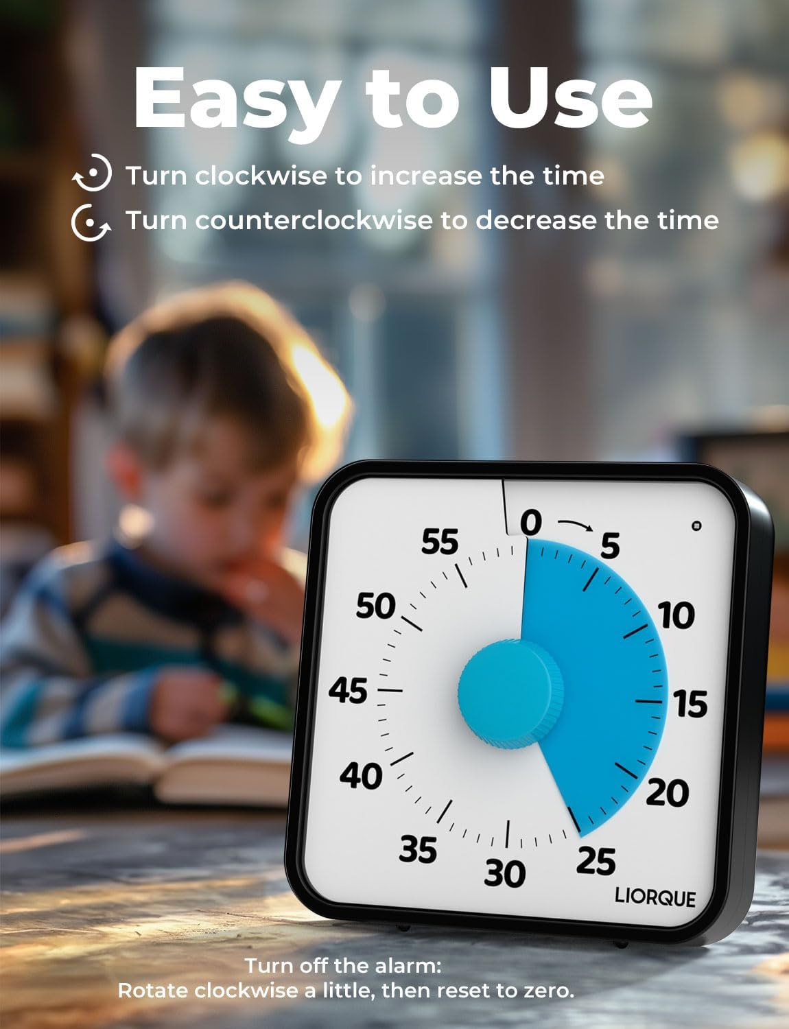 LIORQUE visual timer with magnetic back attached to whiteboard for classroom planning