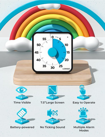 Classroom scene with LIORQUE visual timer guiding activities