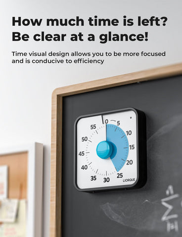 Close-up of LIORQUE non-ticking timer showing large display