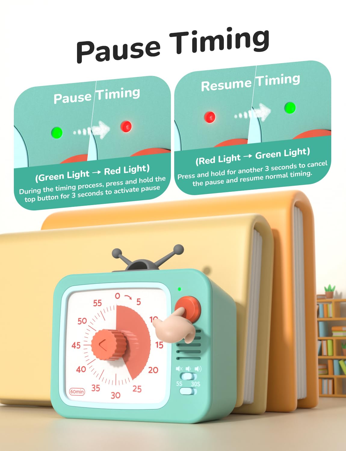 LIORQUE Visual Timer no ticking keeps your workspace quiet