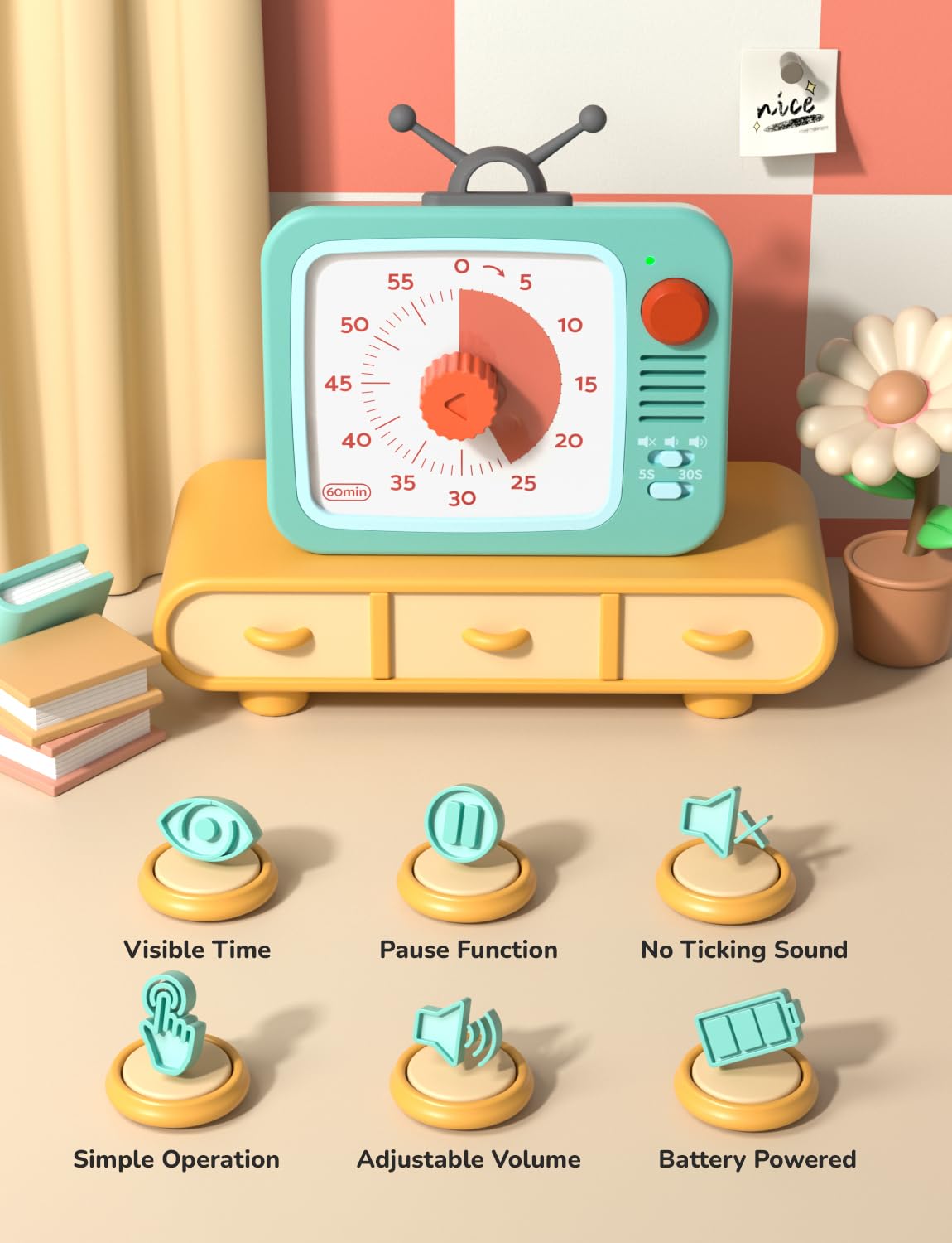 LIORQUE Visual Timer pause indicator clearly shows pause status for focused tasks