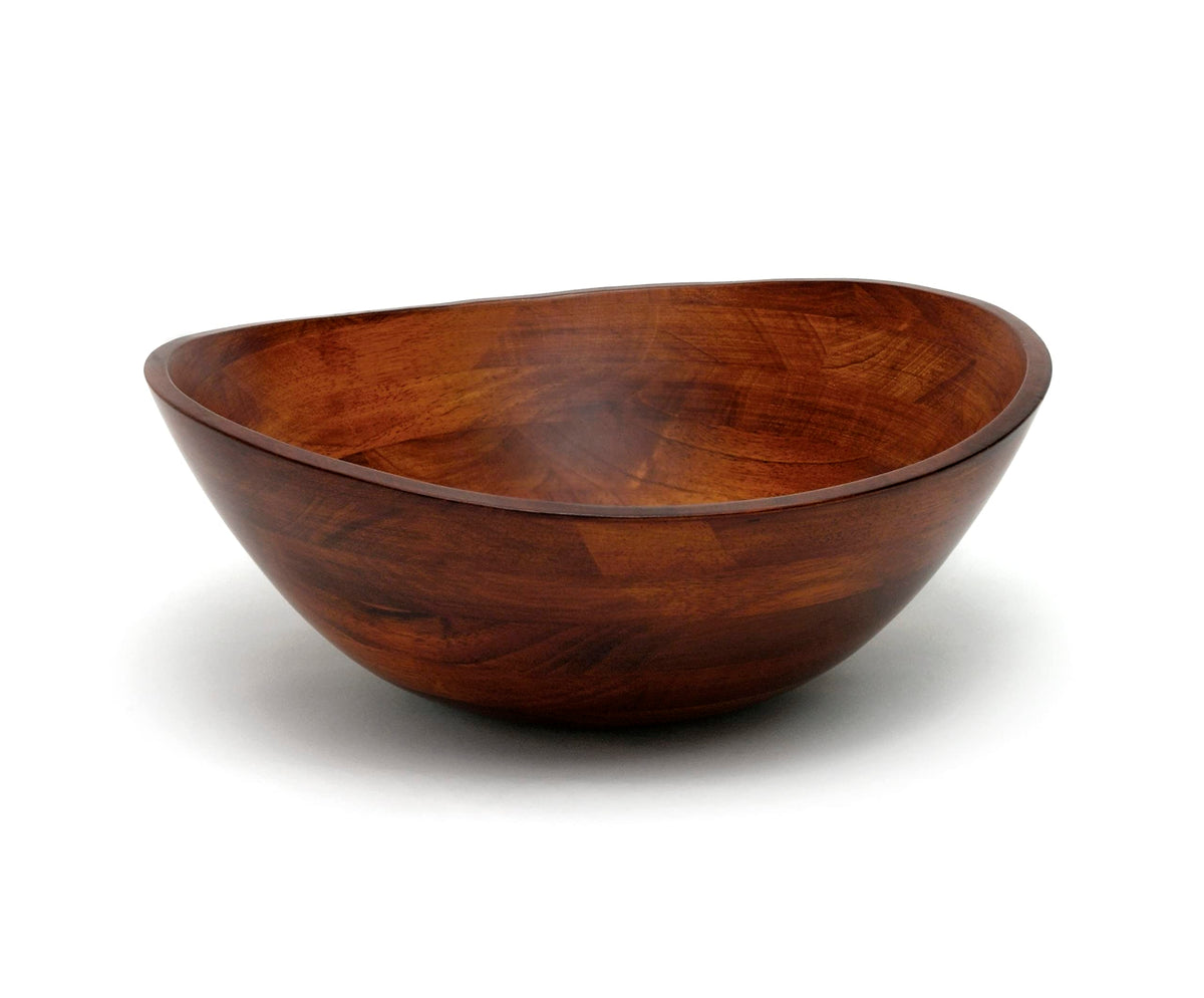 Lipper International 294 cherry finished wavy rim bowl, front view, ideal for fruit serving.