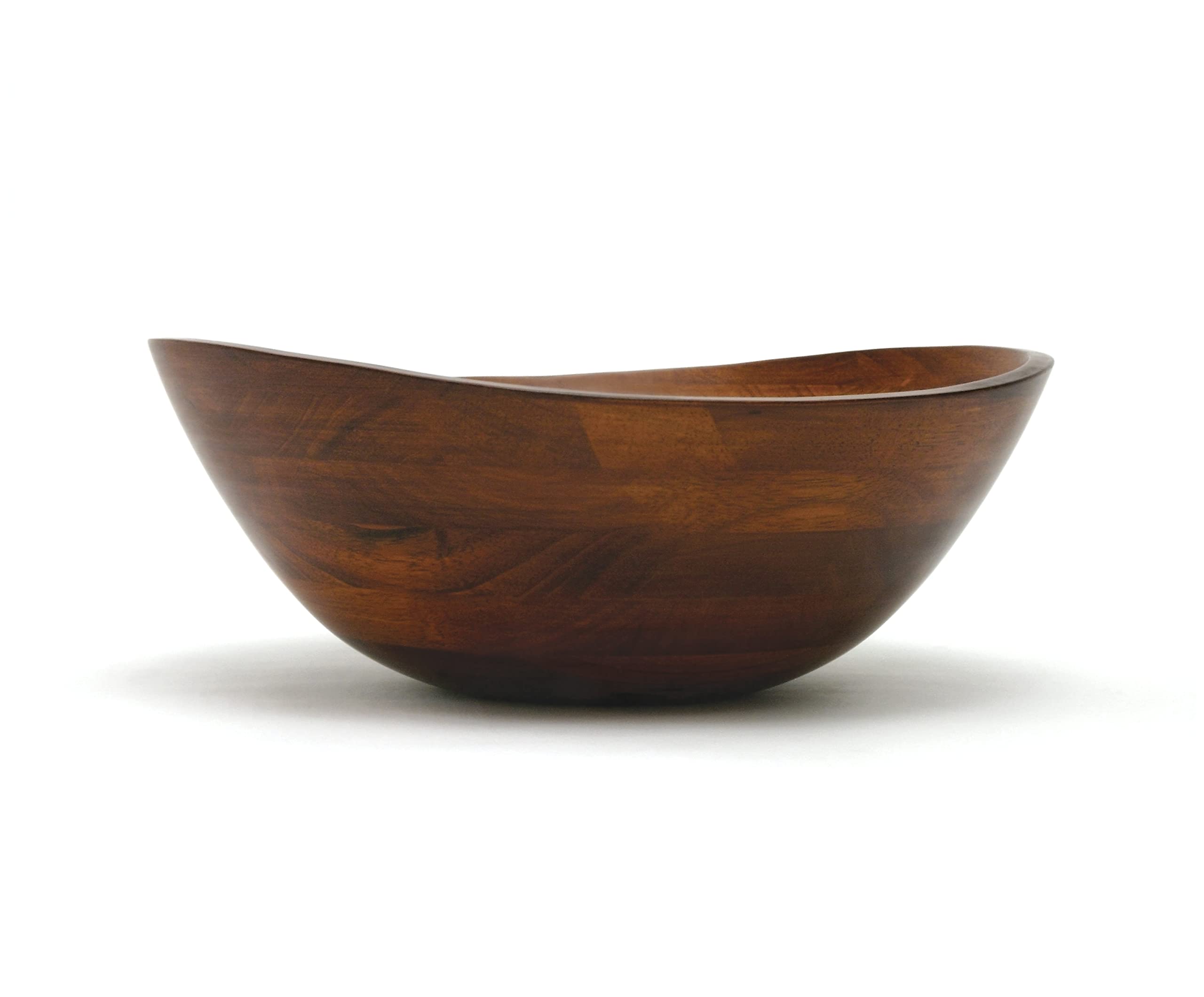 Lipper International 294 cherry finished wavy rim bowl with fruits, vivid centerpiece display.