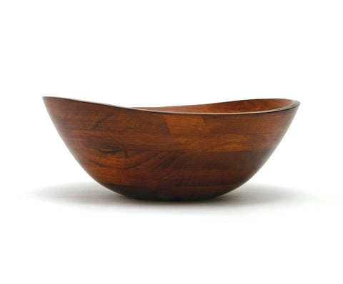 Lipper International 294 cherry finished wavy rim bowl with fruits, vivid centerpiece display.