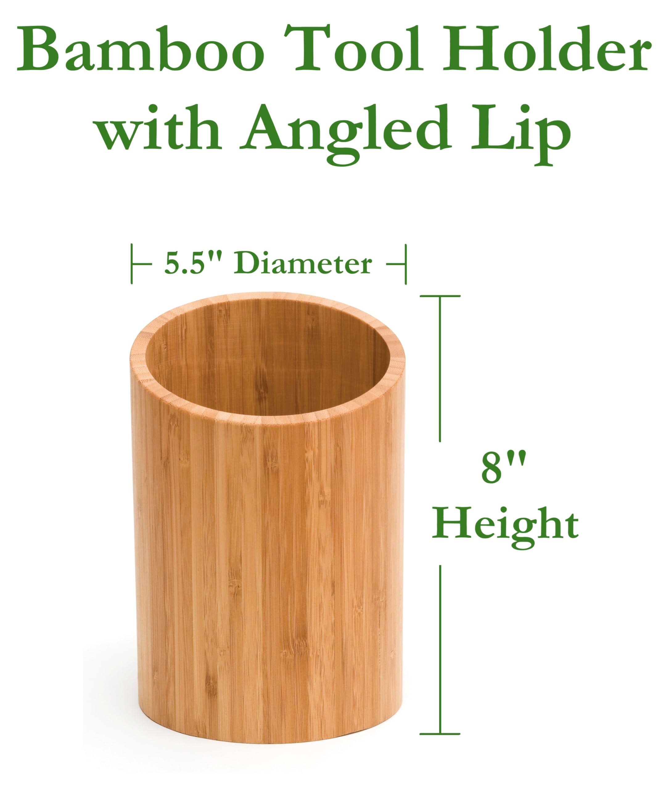 Lipper International 8827 bamboo tool holder with angled lip for modern styling