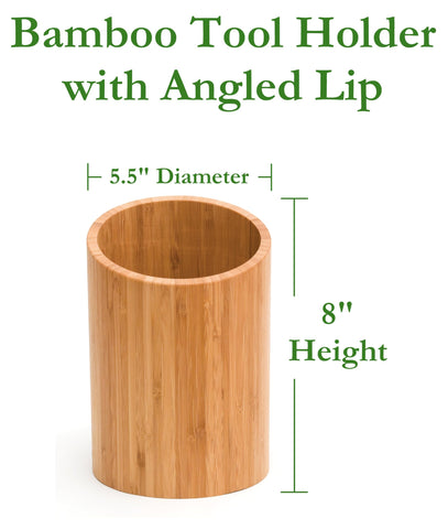 Lipper International 8827 bamboo tool holder with angled lip for modern styling