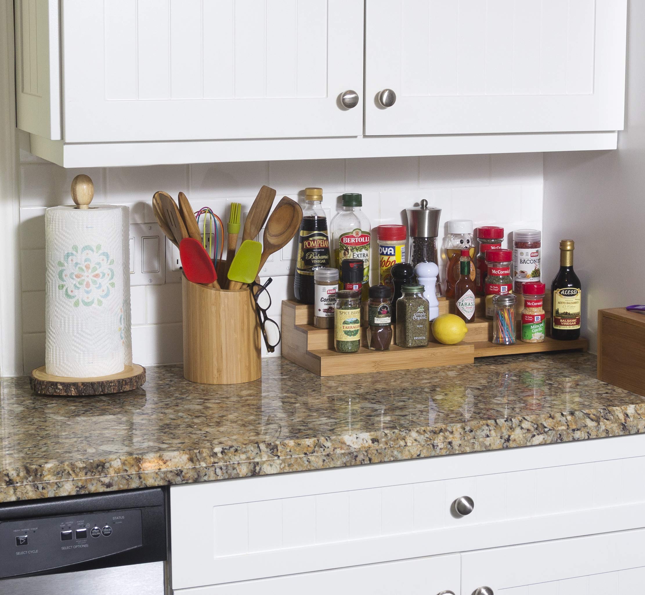 Lipper International 8827 bamboo tool holder placed on a kitchen counter
