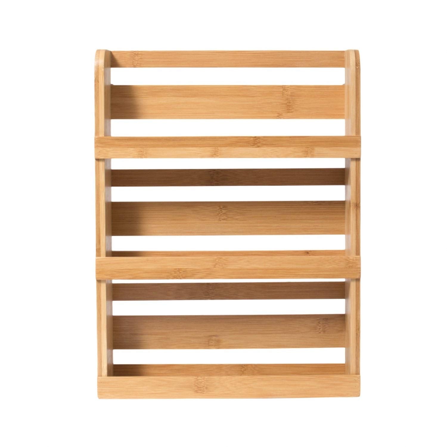Lipper International 8840 bamboo 3-tier spice rack front view for organized vertical storage.