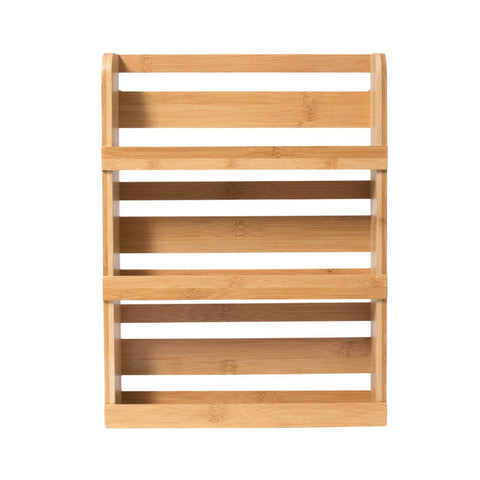 Lipper International 8840 bamboo 3-tier spice rack front view for organized vertical storage.