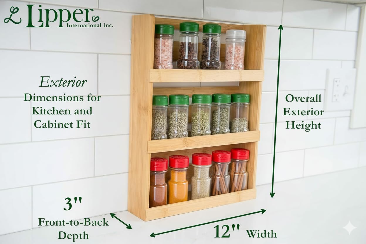 Lipper International 8840 bamboo rack with hanging ring enables versatile mounting.