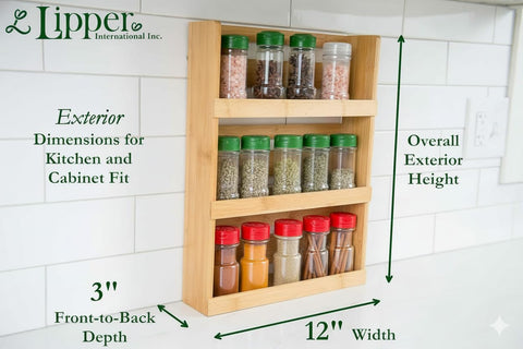 Lipper International 8840 bamboo rack with hanging ring enables versatile mounting.