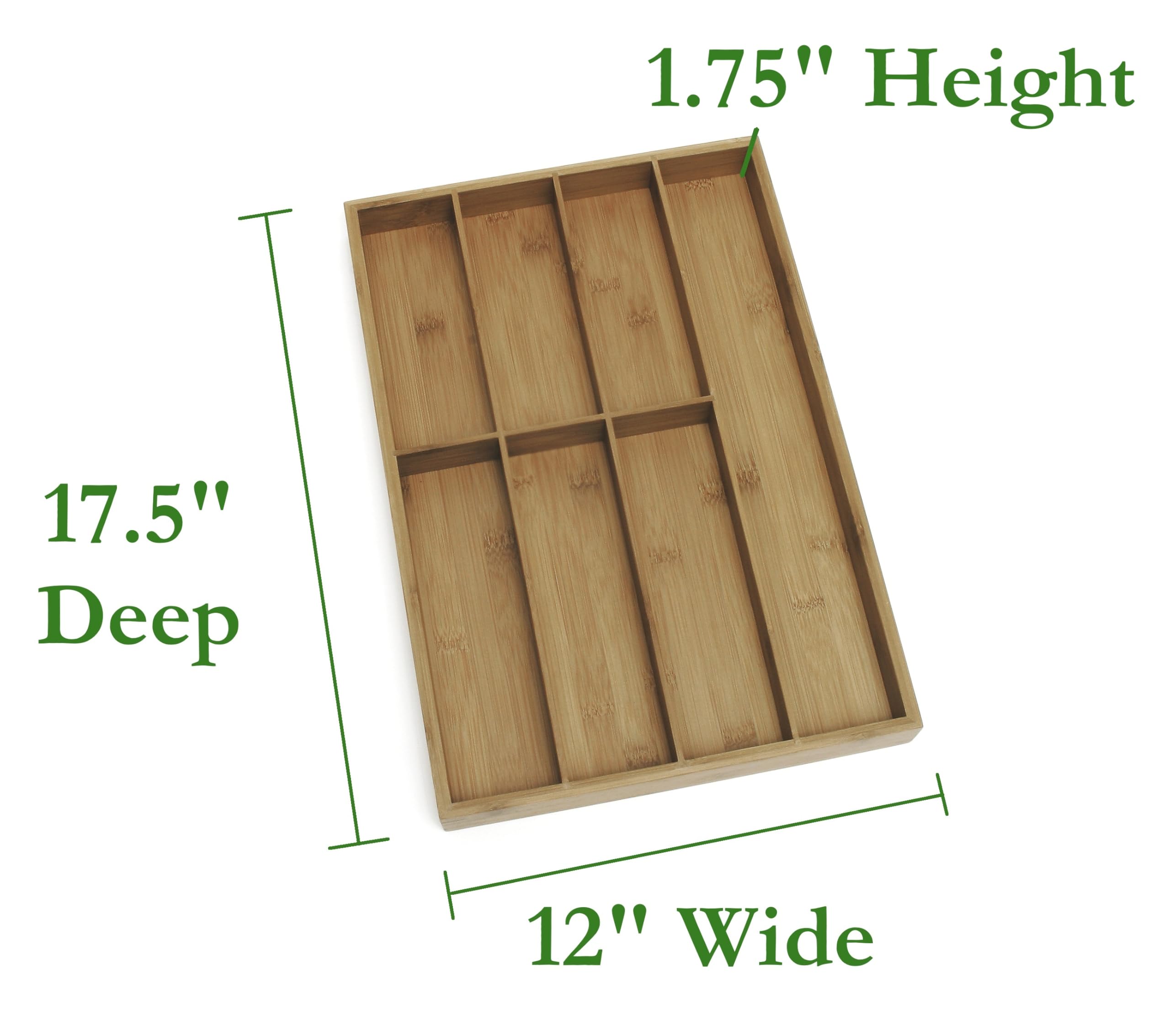 Lipper International 8877 in-drawer view demonstrates seven compartments for efficient utensil storage.