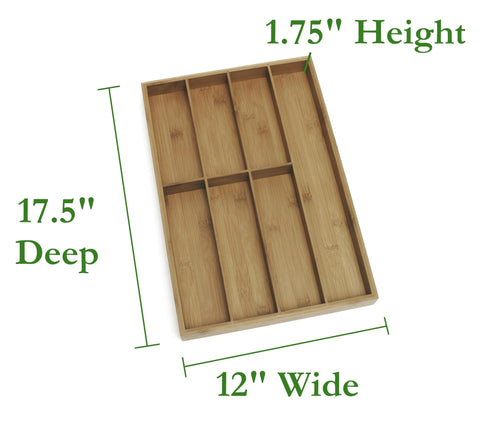 Lipper International 8877 in-drawer view demonstrates seven compartments for efficient utensil storage.