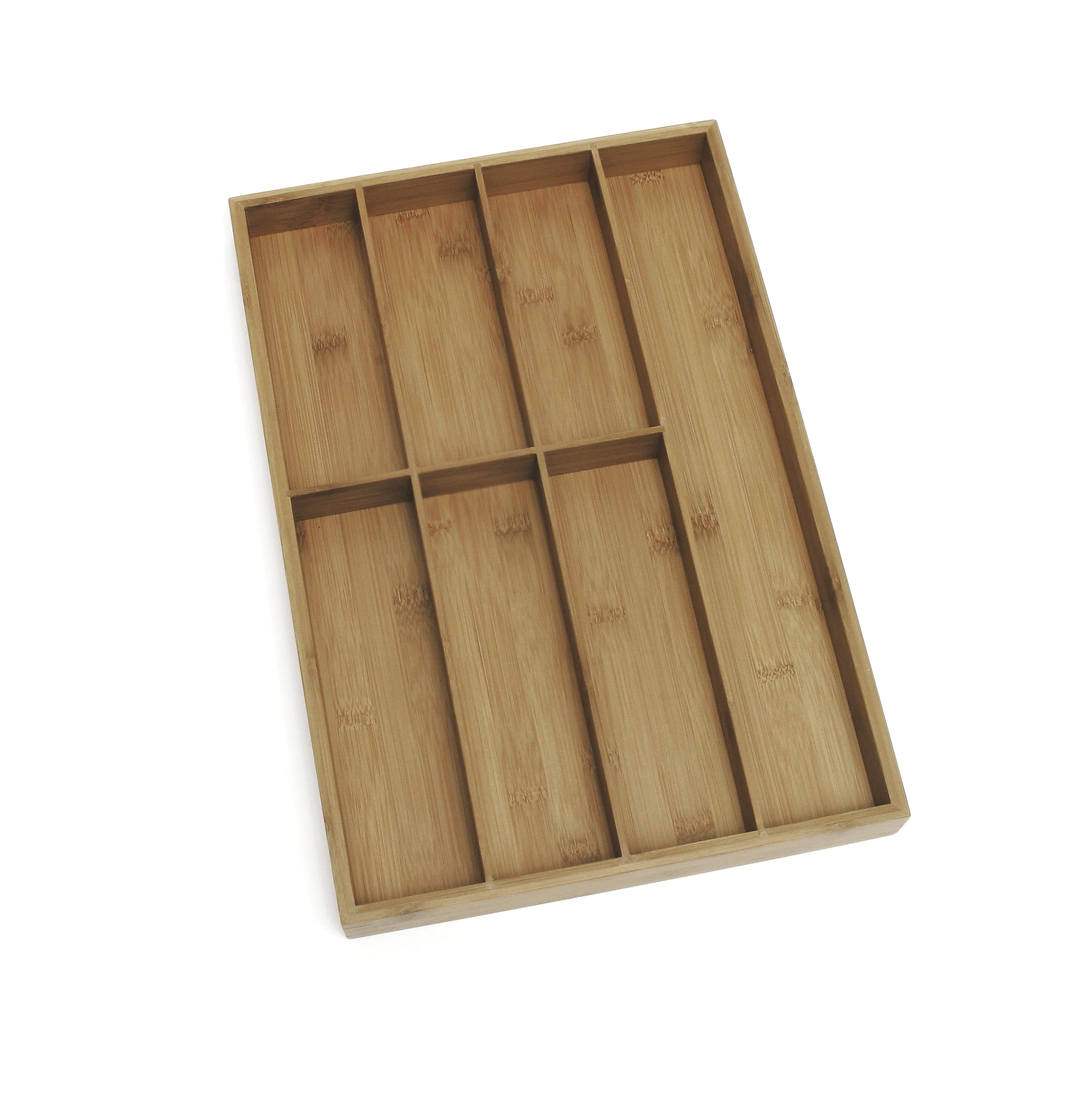 Lipper International 8877 bamboo flatware organizer, top view, keeps utensils neatly organized and accessible.