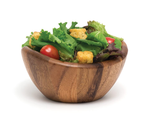 Close-up of Lipper International acacia wave bowl showing grain and finish