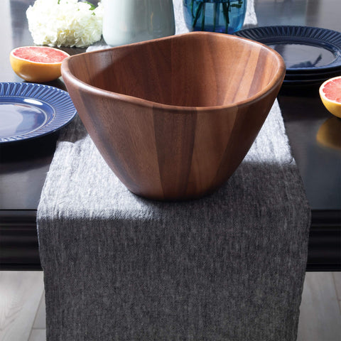 Lipper International acacia bowl fruit display with warm natural tones.
