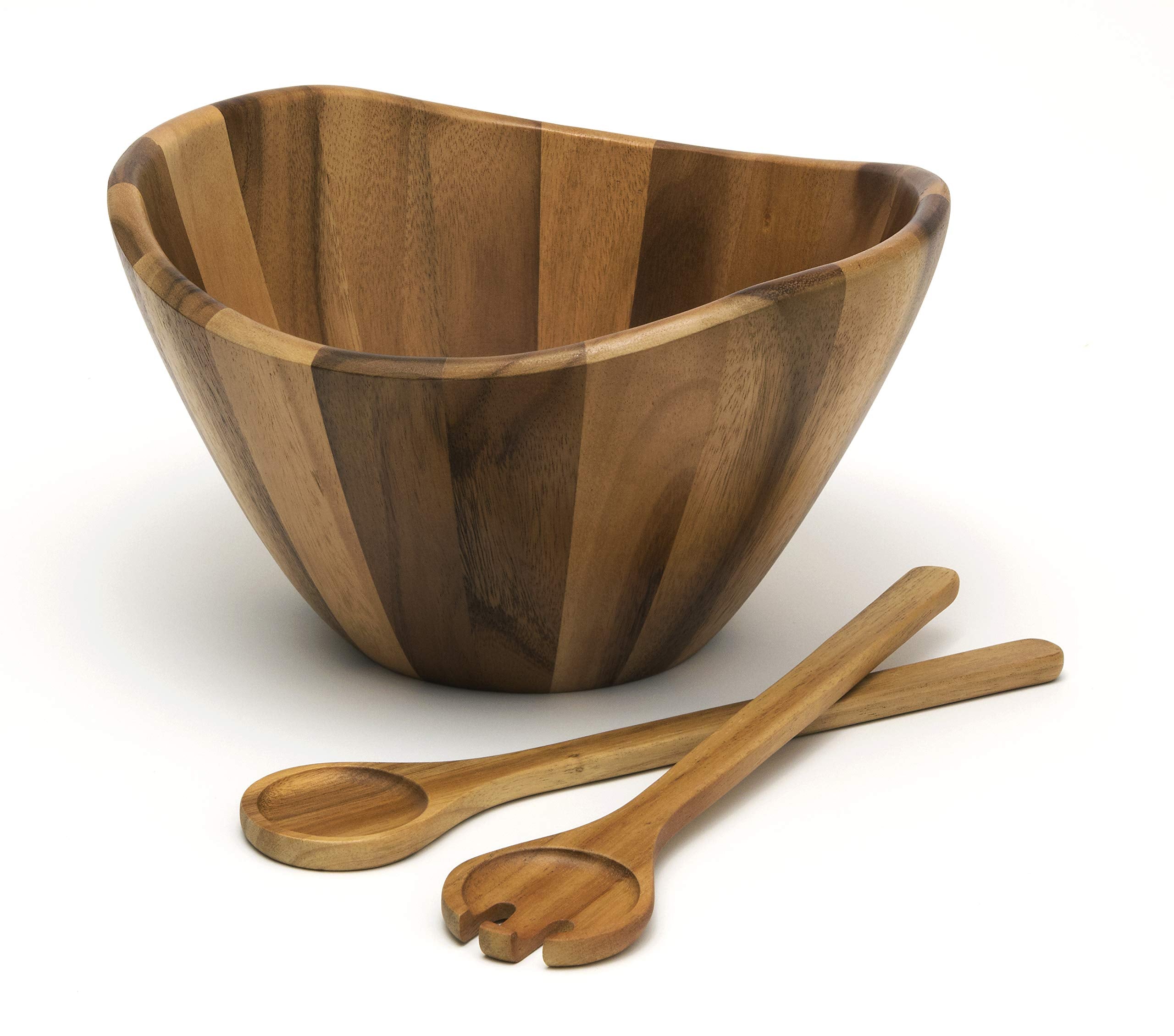 Lipper International Acacia Large Wave Bowl highlights natural grain and durable serving.