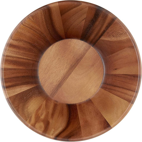 Lipper International Acacia Round Flair Bowl on a dining setting