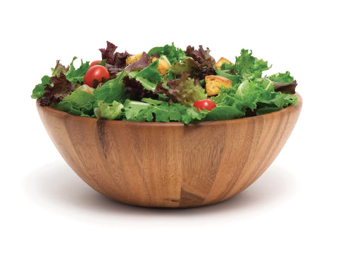 Lipper International Acacia Round Flair Bowl with salad serving