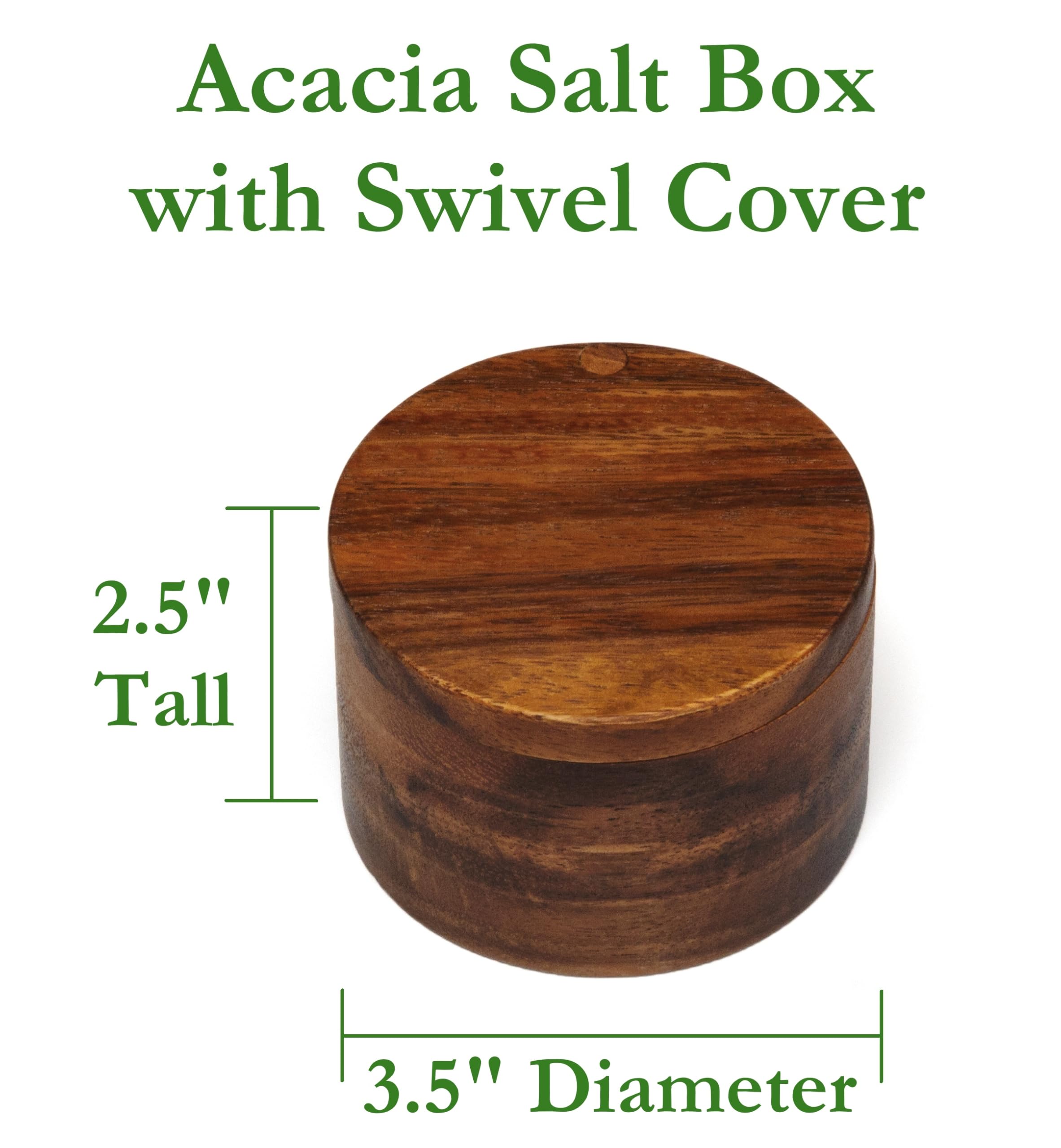 Lipper International Acacia Salt Box lid open demonstrates easy access.