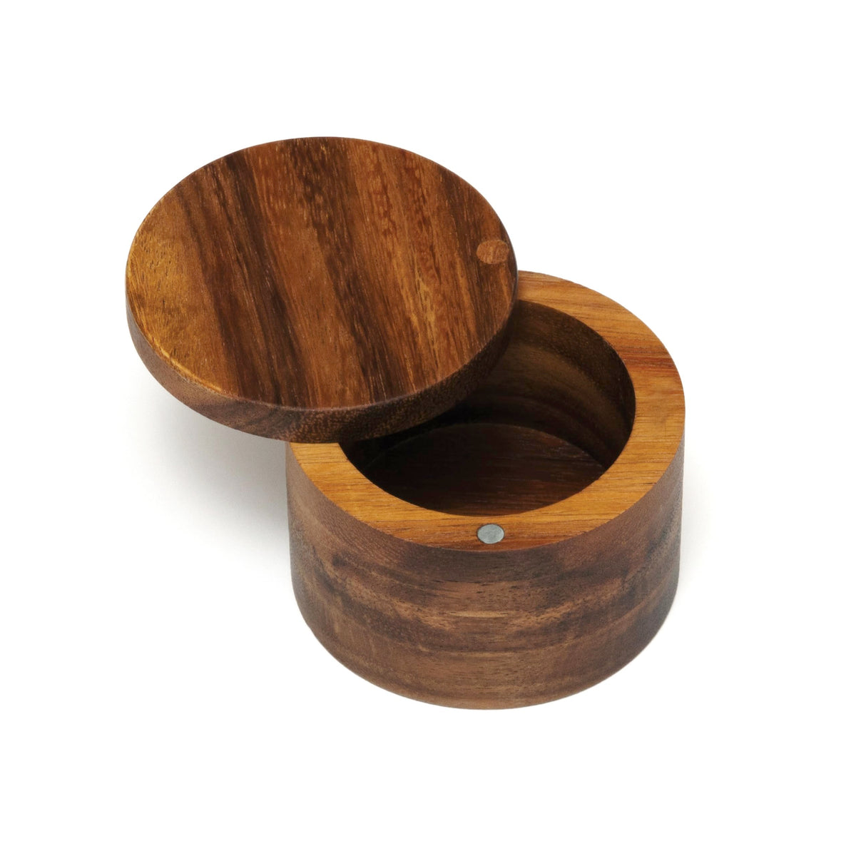 Lipper International Acacia Salt Box with Swivel Cover for easy spice access.