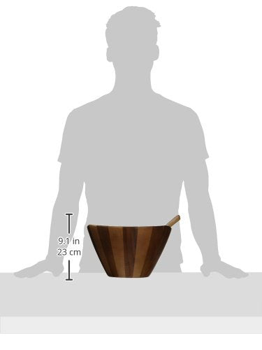 Lipper International Acacia Wave Bowl dimensions for planning table setup.